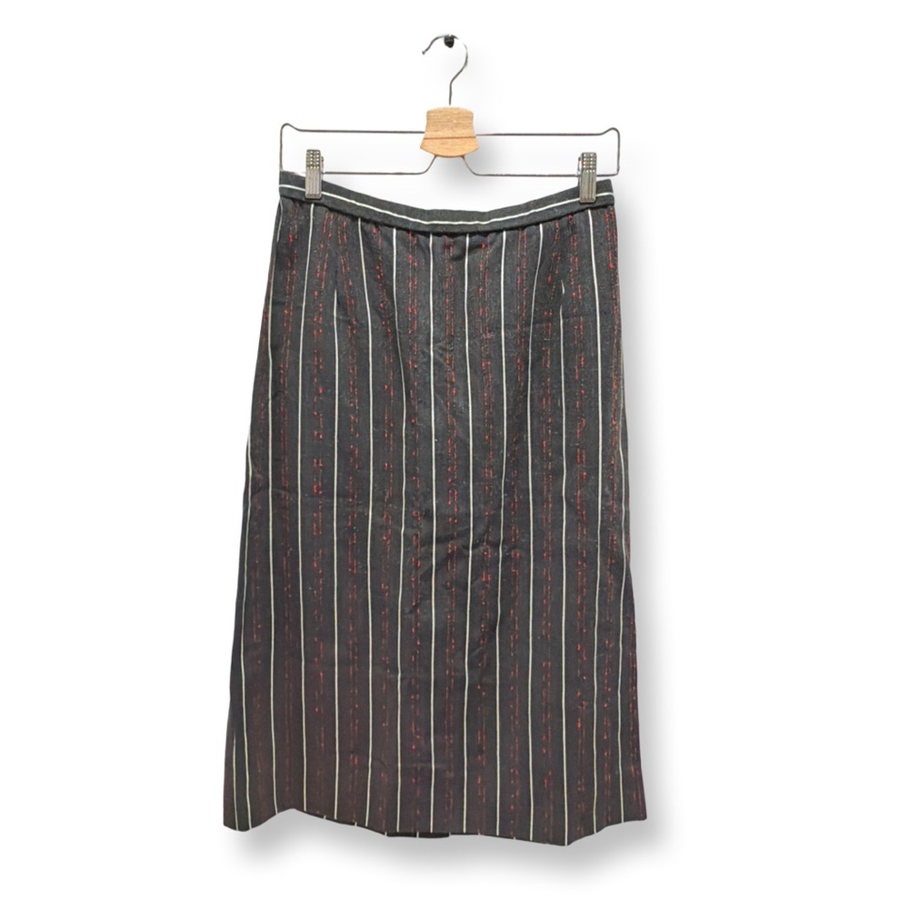 Vintage | Black Skirt with Red Pinstripes & White Stripes